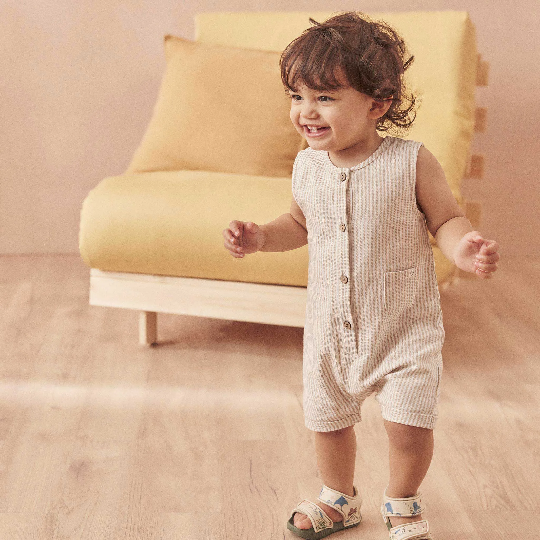 Gestreifter Bio-Baumwoll-Beach-Romper