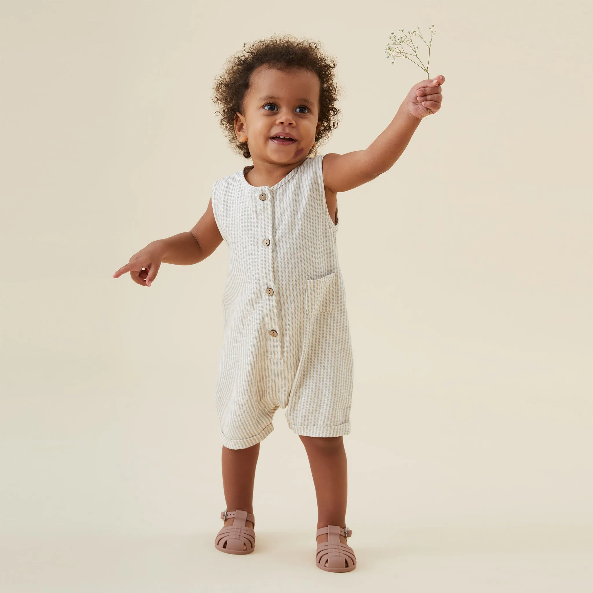 Gestreifter Bio-Baumwoll-Beach-Romper