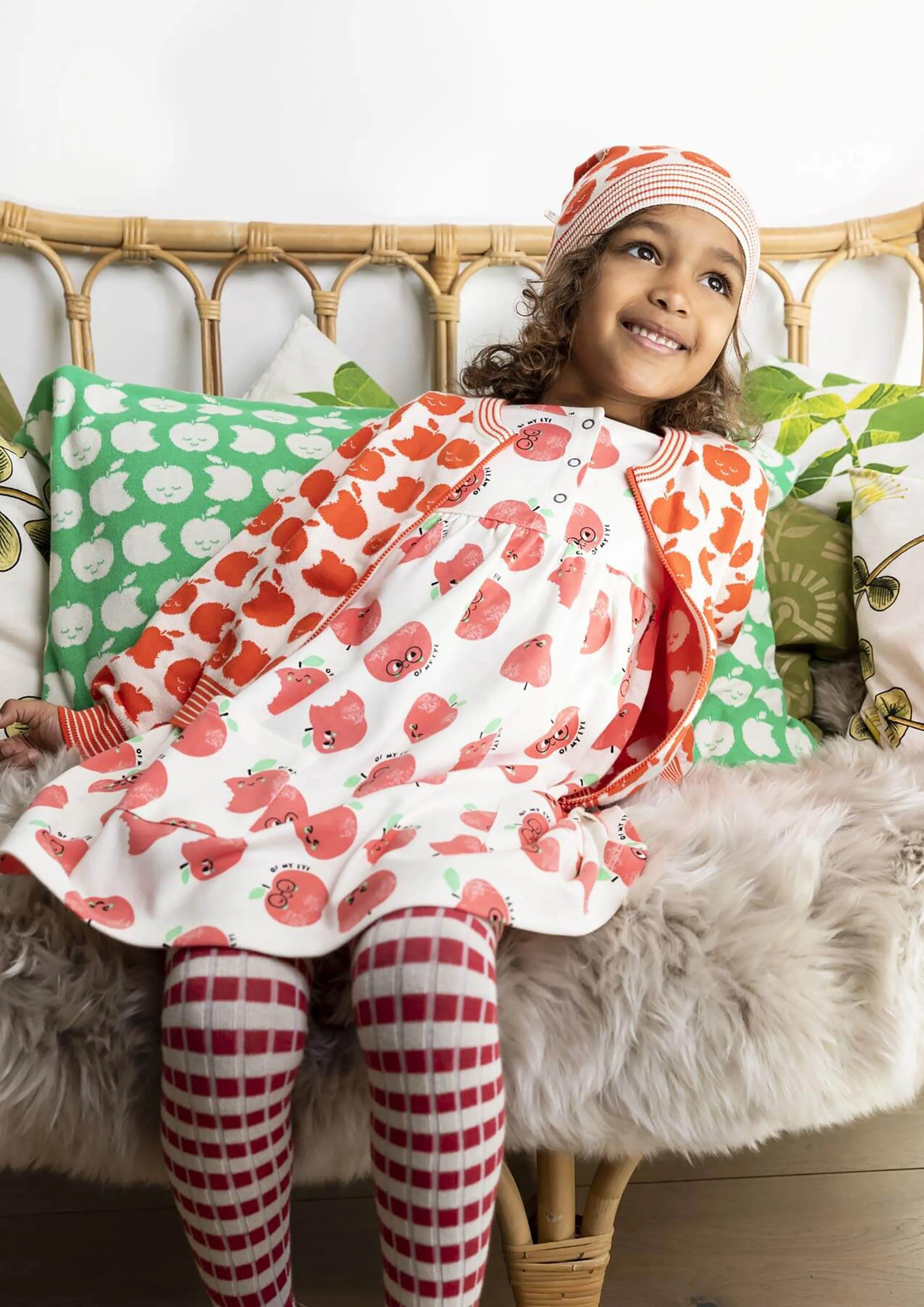 Das Bonnie Mob Girls Apple Pockets Kleid in Elfenbein