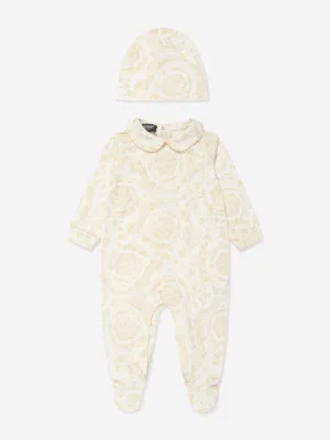 Versace Baby Barocco Babygrow Geschenkset in Beige